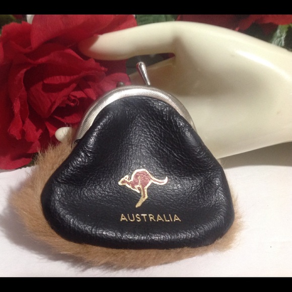 VTG Australia Kangaroo Fur Blk Leather Coin Purse - Picture 3 of 15